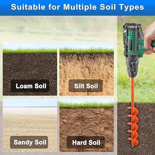 Upgraded Auger Drill Bit for Planting 4'' X 32'' Garden Drill Augers for Digging Holes Post Hole Auger for Bulbs, Flower, Fence Posts Earth Auger Bit for Cordless and Corded Drill - Fit 3/8" Hex Drive
