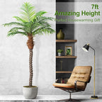 7ft Tall Artificial Phoenix Palm Tree for Outdoor Indoor Decor, Large Faux Coconut Silk Palm Tree Tropical Fake Tree Perfect for Outside Patio Poolside Home Office Decor (Set of 2)