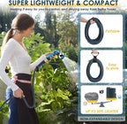 Non-Expandable Garden Hose 150 FT, Lightweight Hose with 10 Function Spray Nozzle, Kink-Free Flexible Water Hose, Durable, Leak-Proof, 360° Swivel Connectors, Portable Storage Strap