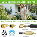 Non-Expanding Garden Hose 100 ft, Lightweight Hose & Flexible Water Hose With 10-Pattern Spray Nozzle, Kink-Free Design, Durable Leakproof Yard Outdoor Hose, Portable Storage Strap, 100 Feet