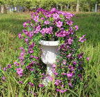 Artificial Hanging Flowers for Outdoors, 4 Pack Fake Hanging Plant for Spring Summer Decor, UV Resistant Faux Silk Flower for Planter Porch Patio Balcony Yard Decoration (Light Purple)