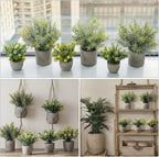 Chunful 6 Pcs Small Fake Plants Potted Faux Mini Artificial Plants Rosemary Babys Breath Artificial Flowers Farmhouse Table Centerpiece Decoration for Living Room Desk Shelves Bathroom Bedroom Office