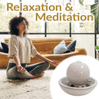 Sunnydaze Tabletop Ceramic Tabletop Fountain with Orb - Relaxing Indoor Fountain for Meditation - for Office, Bedroom, or Living Room - White