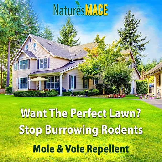 Nature's MACE Mole and Vole MACE, Mole Deterrent for Yard, Mole Repellent for Lawns, Keep Moles Out of Garden, Castor Oil Granules, Vole Repellent Outdoor, Plant & Pet Safe, 22 lb Bag, 17,600 Sq Ft