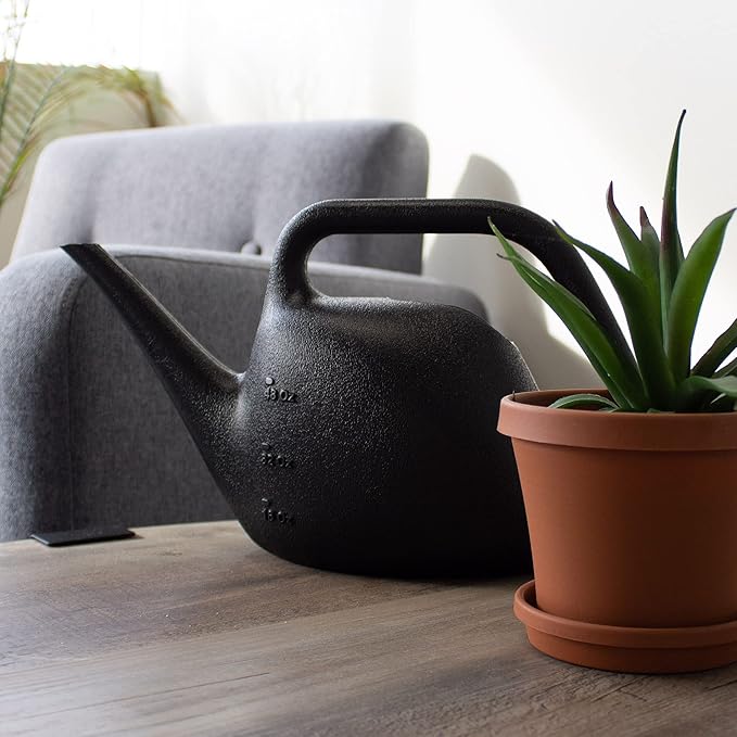 Bloem 1.5 L (0.4 Gallon) Resin Indoor/Outdoor Watering Can in Black, Small Watering Can for Small Space Use