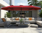 SUPERJARE 13FT Outdoor Umbrella for Patio, Double sided Pool Umbrellas with Fade Resistant Canopy, Large Table Umbrella for Deck, Market, Backyard - Burgundy(No Base)