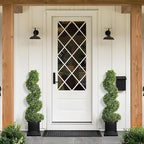 Boxwood Outdoor Topiary Set of 2, 3.5ft Tall Porch Trees, All-Year Green Fake Plant Topiary Trees Artificial Outdoor with Sturdy Pot for Porch Indoor (Spiral)