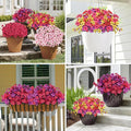 Artificial Flowers for Outdoors, Plastic Faux Flowers for Decoration, 12 Bundles UV Resistant Fake Plants for Front Porch, Patio, Garden, Backyard
