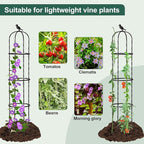 FOLLOOK Garden Trellis Obelisk for Climbing Plants, Lightweight Metal Plant Support for Roses Clematis Vines, Rustproof Decorative Trellis for Outdoor Garden Patio Planter, Black, 2 Pack