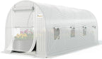 KING BIRD Premium 15x6.6x6.6FT Greenhouse for Outdoors, Large Walk-in Upgraded Galvanized Metal Frame, Mesh Door Screen Window Improved Zipper Tunnel Hoop for Garden Plant Winter, White