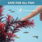 Artificial Plants – Tall Realistic Fish Tank Plants Decor with Stable Base, Safe Soft Leaves for Betta, Guppy, Shrimp & Tropical Fish, Natural Aquascape Decoration for Aquarium (3Pack-Red plants)