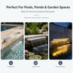 Stainless Steel Pool Fountain Waterfall Sheer Descent, 35.4 Inches Spillway for Swimming Pool, Outdoor Garden Pond, Patio & Backyard Water Feature Decoration(35.4")