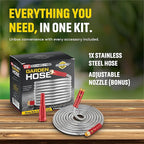 Stainless Steel Water Hose | Heavy Duty Metal Garden Hose with Nozzle | Kink Free, Anti Rust | Flexible and Lightweight Water Pipe for Gardening | Available in Different Sizes | HydroPro
