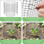 Hacaroa 12 Pack Wire Plant Protectors from Animals, 14"x13.5" Mesh Plant Protection Cage Chicken Wire Cloche, 36 Pcs Pre-Bent Panels, 40 Ground Stakes, 120 Nylon Ties, for Flowers, Shrubs, Dark Green