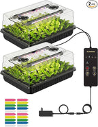 GLOWRIUM Seed Starter Tray with Grow Lights, 2 Pack 108-Cell Seed Starter Kit with 4.3" Humidity Dome, Indoor Seedling Starter Tray with 3/9/12/16h Timer, Adjustable Brightness Seed Starting Trays