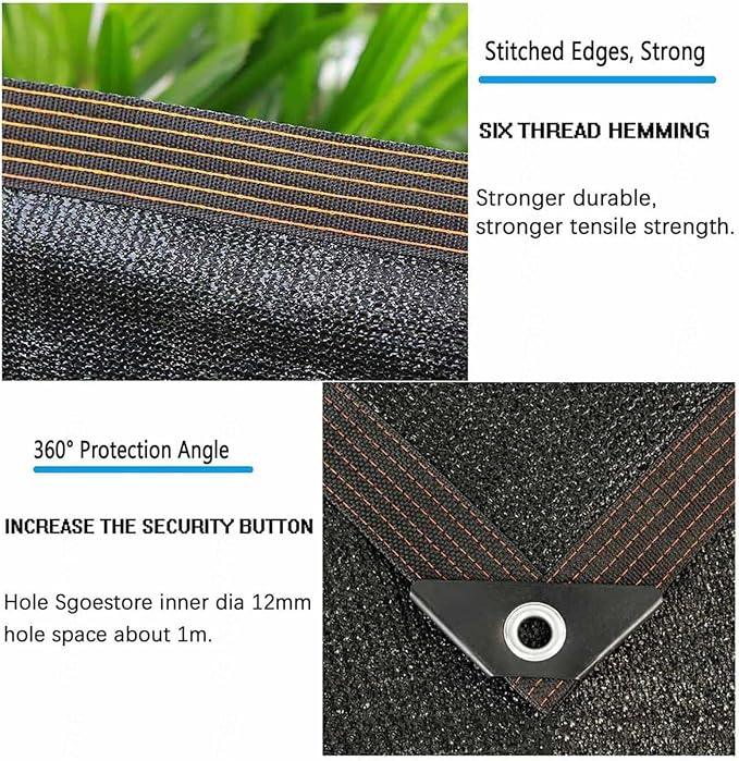 Shade Cloth for Patio Shade Sail 4m X 5m Sun Canopy Heat Insulation Shade Cloth, Tear Resistance, 90% Shade Sail Shade Netting for Plants, Greenhouses, Patios,black-6x7m