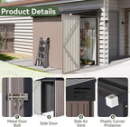 Aoxun 6' x 4' Lean to Shed Outdoor Steel Garden Utility Cabinet with Lockable Door Waterproof & Rust-Proof for Yard, Patio, Backyard (Brown)