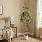 Alupssuc 5ft Olive Trees Artificial Indoor & Outdoor, Faux Olive Tree with Lively Artificial Trunk and Lifelike Fruits, Fake Potted Tree for Modern Home Office Living Room Decor