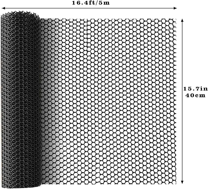 16.4 FT x 15.7 in Roll Mesh Fence, Versatile Black Plastic Fencing & Netting, Cuttable Animal Wire Mesh Fence, Durable Tree Trunk Protector, Suitable for Cat Dog Rabbit Barrier and Plant Protectors