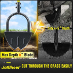 Jardineer Edger Lawn Tool Manual, Manual Half Moon Edger with Double V-Shaped Serrated Edge Blade and Wider Handle, Edging Tool for Landscaping, Sidewalks, Lawn Border, Flower Bed and Yard