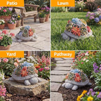 Solar Turtle Garden Outdoor Decor with Succulent & 7 LED Lights – Outside Tortoise Statue Decor for Yard Patio Balcony & Backyard - Home House Decoration Art- Gift for Women Mom & Grandma
