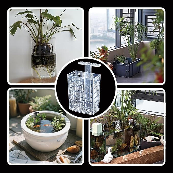 2pcs Upgraded Adjustable Aquarium Plant Holder，Fish Tank Plants Holder,Fish Tank Aquaponics Plant Cultivation and Aquarium Landscape Decoration with Hooks and Suction Cup(Transparent)