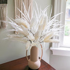 7 PCS Artificial Stems Fake Plants for Spring Summer Decor, 26 in Fake Leaves Greenery Branches White Silk Flowers Faux Foliage DIY Stems for Vase Home Kitchen Farmhouse Indoor Table Centerpiece
