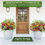 Artificial Flowers for Outdoors, UV Resistant No Fade 16 Bundles 7 Styles Fake Flowers Outdoor Faux Plant Colorful Daisy Boston Fern Lavender Cemetery Flowers for Outside Porch Patio Indoor Home Decor
