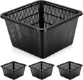 4 Pcs Aquatic Plant Baskets for Hydroponics Water Garden Plant Pots Black Plastic Mesh Basket 9 x 9 x 5.2 Inch Square Pond Containers for Island Live Aquarium Botany Flowers