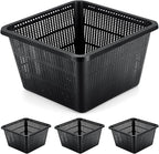 4 Pcs Aquatic Plant Baskets for Hydroponics Water Garden Plant Pots Black Plastic Mesh Basket 9 x 9 x 5.2 Inch Square Pond Containers for Island Live Aquarium Botany Flowers