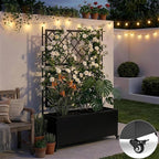 VINGLI 71″H Metal Raised Garden Bed with Trellis and Wheels, Outdoor Planter Box with Drainage Holes for Climbing Plants, Vegetables and Vines, Privacy Screen, for Patio, Backyard and Balcony, Black