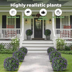 2 Pack Artificial Urn Filler, Artificial Lavender Topiary Shrubs, UV-Resistant Evergreen Plants, Indoor/Outdoor Decoration, Suitable for porches, courtyards, Gardens, and Flower beds