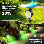nipify 2 Pack Solar Spot Lights Outdoor Waterproof, Solar Spotlight Light for Outside Yard Landscape Lighting Pathway Lights Wall Auto On/Off, Green