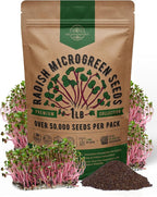 Organo Republic Radish Sprouting & Microgreens Seeds - Non-GMO, Heirloom Sprout Seeds Kit, 1lb Resealable Bag for & Growing Microgreens in Soil, Coconut Coir, Aerogarden & Hydroponic System.
