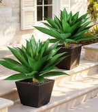 Ivydale Outdoor Faux Plants, 2 PCS 28" Artificial Agave Plant for Outdoors Outside Decoration, Large Fake Plants Realistic Greenery UV Resistant for Planter Porch Patio Yard Garden Indoor(Green)