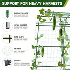 HIRALIY Garden Arch Trellis for Climbing Plants, 6.3ft Tall Heavy Duty Metal Cucumber Trellis, Rustproof Plant Support Tunnel for Tomato, Grape, Bean, Raised Bed and Vegetable Gardens, Green