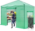 EAGLE PEAK 10x10 Portable Walk in Greenhouse, Pop Up Indoor Outdoor Greenhouse, Green House Kit with Zippered Roll-Up Doors and Windows, PE Cover, Clear/Green