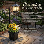 Solar Lamp Post with Planter, 2-in-1 Outdoor Solar Light with Built-in Planter Box, Waterproof Solar Powered Pathway Lamp for Garden Patio, Auto On/Off Warm White Light for Front/Back Door (large35'')