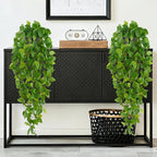Waipfaru Fake Hanging Plants, 2pcs Artificial Potted Plant, Faux Ivy Pothos Vines Greenery for Wall Home Bedroom Living Room Aesthetic Kitchen Office Aesthetic Kitchen Indoor Outdoor Decor