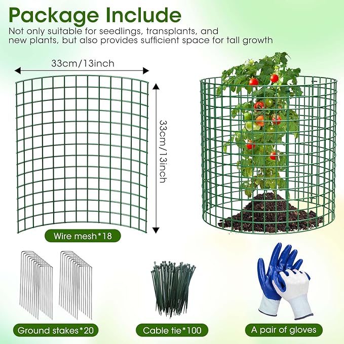 6 Pack Plant Protectors from Animals | 18PCS 13"x13" Metal Wire Mesh Garden Plant Cages for Gardening Supplies | Chicken Wire Cloche Plant Protectors for Rabbits Chickens Ducks