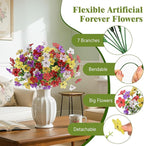 Alupssuc 20 Bundles Artificial Flowers for Outdoor Indoor Decoration, UV Resistant No Fade Fake Plants Eucalyptus, Colorful Faux Spring Flowers for Outside Yard Porch Patio Garden Home Window Box