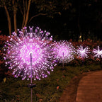 JJGoo Solar Firework Lights, 2 Pack 120 LEDs 2 Lighting Modes Solar Garden Lights Outdoor Waterproof for Yard Patio Walkway Pathway Party Wedding Christmas Decorative - Pink