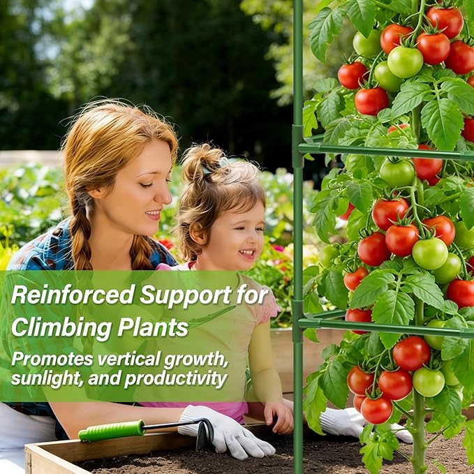 6 Pack Square Tomato Cages for Garden, 45 Inch Adjustable Tomato Stakes, Metal Tomato Trellis, Garden Plant Support for Potted Climbing Plants, Vegetables Flowers Fruits, Raised Garden Bed