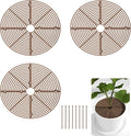 3 Pcs Plant Pot Cover, 11.8 Inch Plant Pot Grid with Stakes, Cuttable Plant Protector from Cats Digging Stopper, Flower Cover Soil Protectors for Indoor Outdoor(Brown)