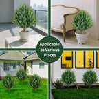 24.5”Artificial Cedar Topiary Ball Tree Set of 2 with Ground Spikes, UV Resistant Artificial Bushes Fake Plants for Home Front Door Offices