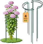 TCBWFY 4-Pack Plant Supports,16" Wx46 H Half Round Plant Support Stakes,6mm Thick Heavy-Duty Metal Peony Cage,Tall Garden Plant Support for Peony,Tomato,Hydrangea,Rose,Outdoor Flower Plant Stakes