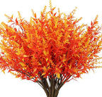 RECUTMS 8pcs Artificial Flowers Outdoor UV Resistant Outdoors Fake Plants Faux Plastic Flower in Bulk for Hanging Planters Outside Porch Vase Home Window Decoration(Gold)
