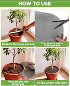 4 Pcs 15.7" Plant Pot Grids - Cuttable Plant Pot Soil Protector,Catproof Babyproof Plant Pot Cover with 4 Nails,Indoor Potted Plant Protector,Animals Digging Stopper