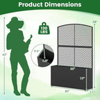 Happygrill Raised Garden Bed with Trellis, 58" Wicker Planter Box with Privacy Screen, Liner, Drainage for Patio Balcony, Outdoor PE Rattan Elevated Garden Bed for Climbing Plant Vine Flower (Black,1)