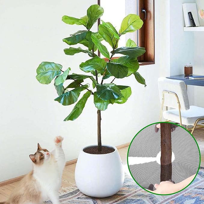 Adnee 6 Pcs 11.8 Inch Plant Pot Grids-Cuttable Plant Pot Soil Covers Protectors from Animals-Indoor Round Planter Pots Soil Guard for Outdoor Garden Plants Protection